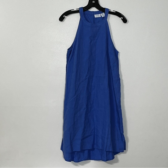 Sigrid Olsen Blue 100% Linen Halter Shift Casual Vacation Dress - Picture 2 of 5
